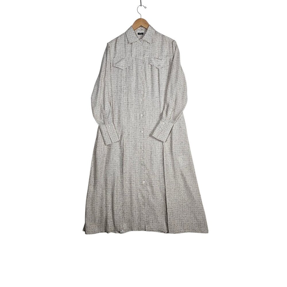 Kiton Womens Graphic-Print Silk Maxi Dress Size 42 Beige